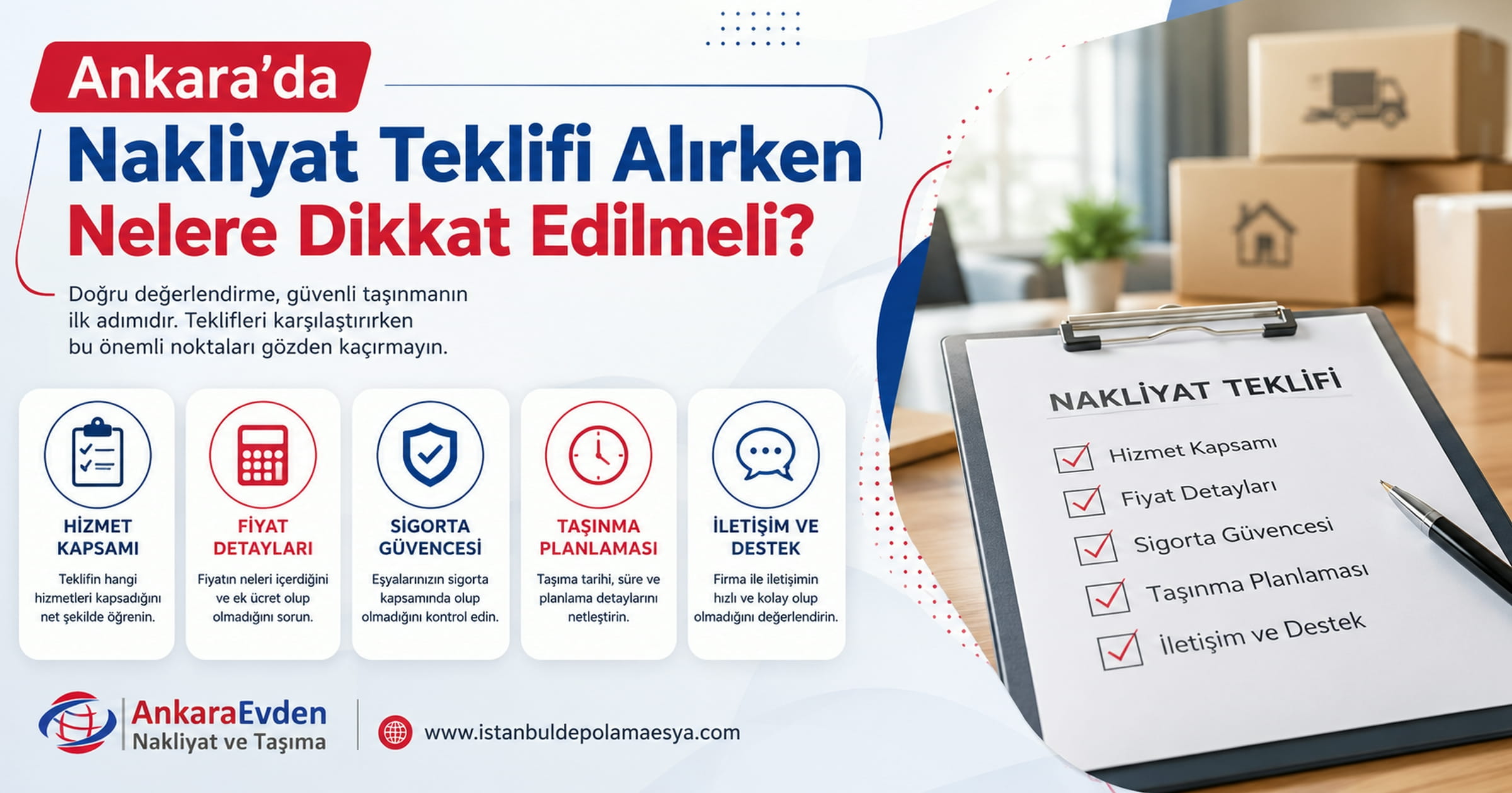 Ankara'da Nakliyat Teklifi Alırken Nelere Dikkat Edilmeli konusunda teklif değerlendirme sürecini gösteren görsel