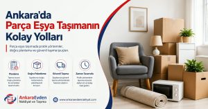 Ankara'da parça eşya taşımanın kolay yollarını anlatan blog görseli, koli ve ev eşyalarıyla hazırlanan taşınma sahnesi