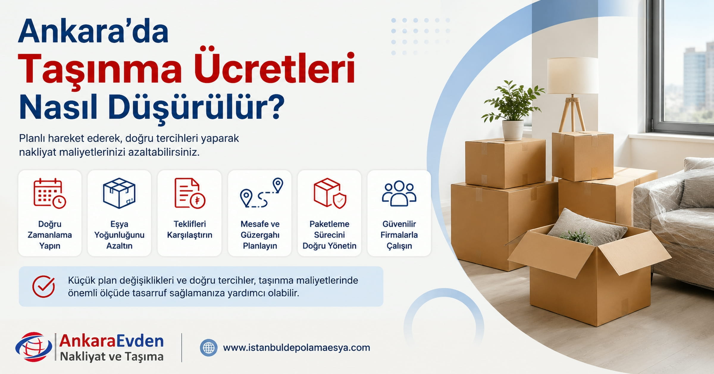 Ankara'da taşınma ücretlerini azaltmaya yardımcı olabilecek planlama yöntemleri
