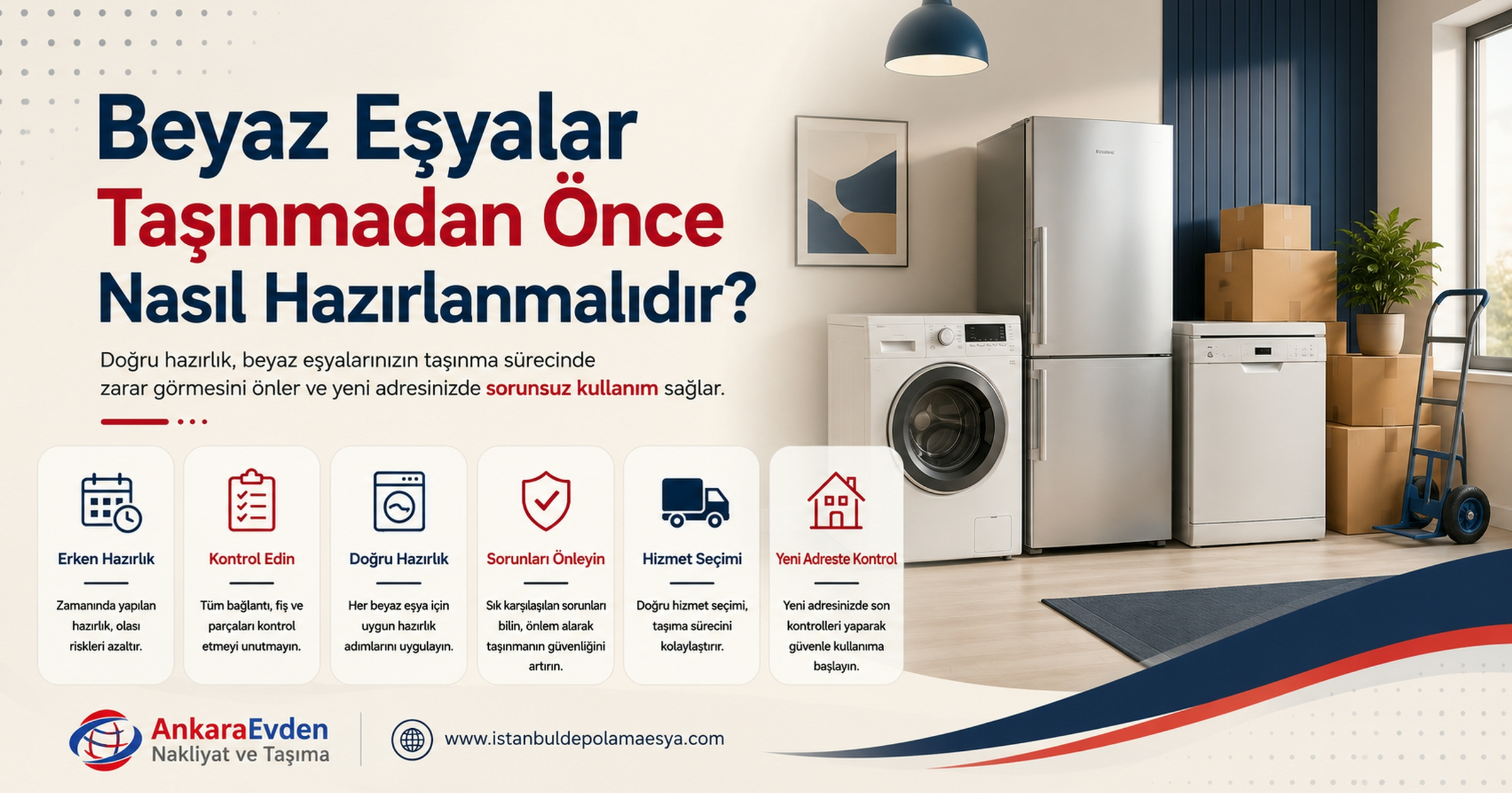 Beyaz eşyaların taşınma öncesinde güvenli şekilde hazırlanma süreci
